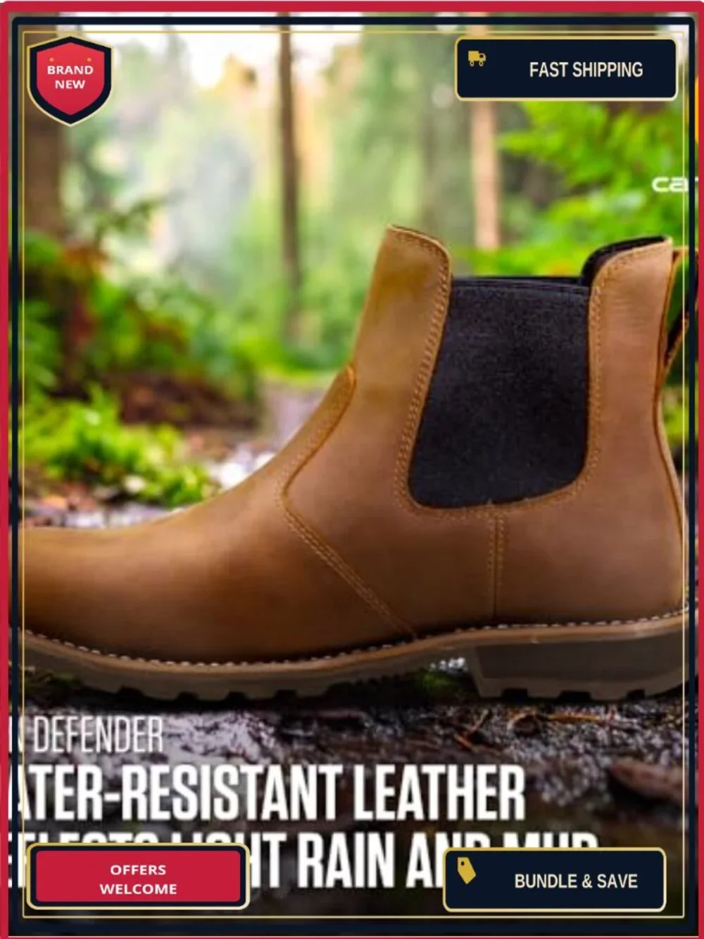 Steel Toe Chelsea Work Boot, Leather, Slip-On, Water Resistant, Safety Toe